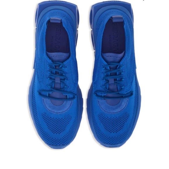 Ferragamo men’s knitted Nima cobalt blue sneakers new in box multiple sizes - Picture 4 of 5